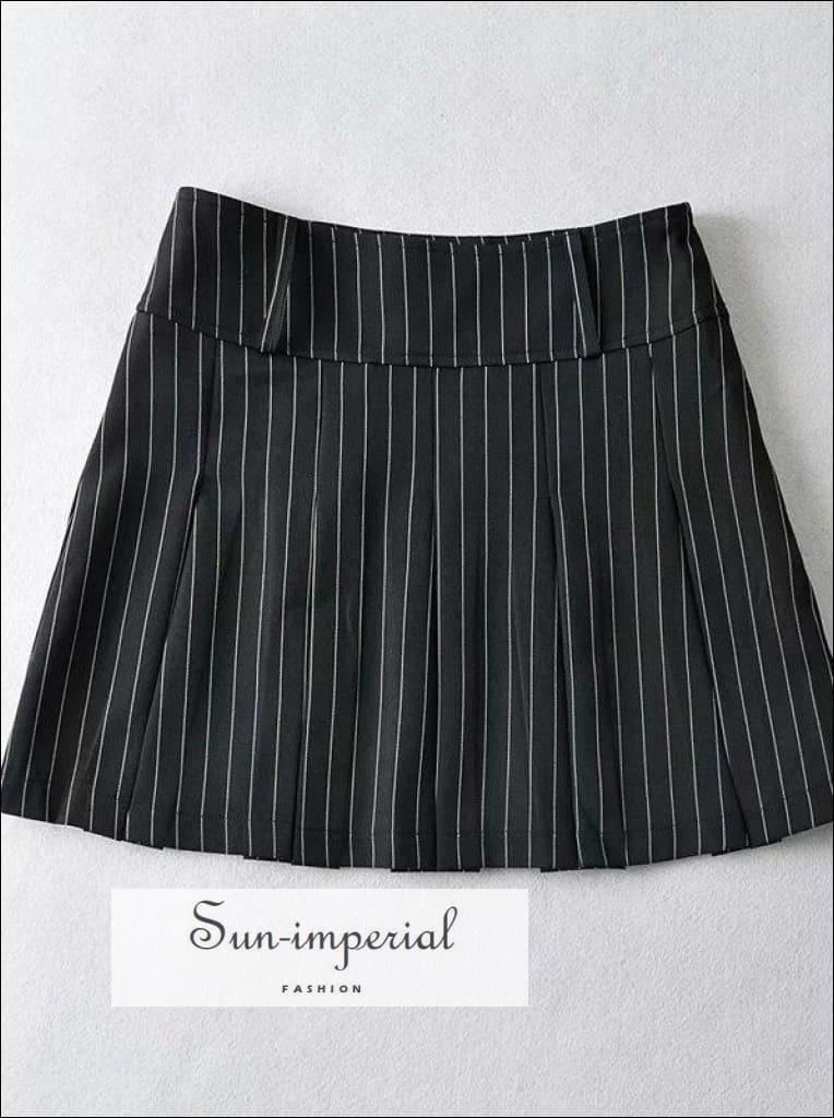 Pleated Skirt Women's Black And White Striped Skirt PINUP