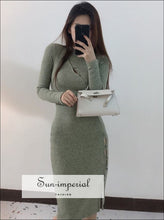 Women Black Long Sleeve Asymmetric Button Knit Cut out Maxi Dress chick sexy style, PUNK STYLE, street Unique style Sun-Imperial United 