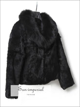 Women Black Natural Soft Rabbit Fur Coat with Big Fluffy Collar Drop Jacket Bohemian Style, elegant style, faux fur coat, Unique vintage 