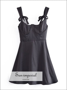 Women Black Satin Party Backless Mini Dress with back Tie Bow and Corset Style Bodice chick sexy style, harajuku New Dress, NIGHT OUT, night