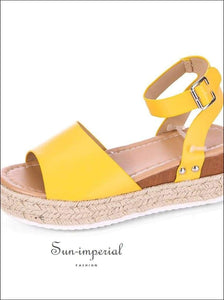 Women Yellow Wedge Platform Sandals Strap Sandal Peep Toe Casual Woman Shoes