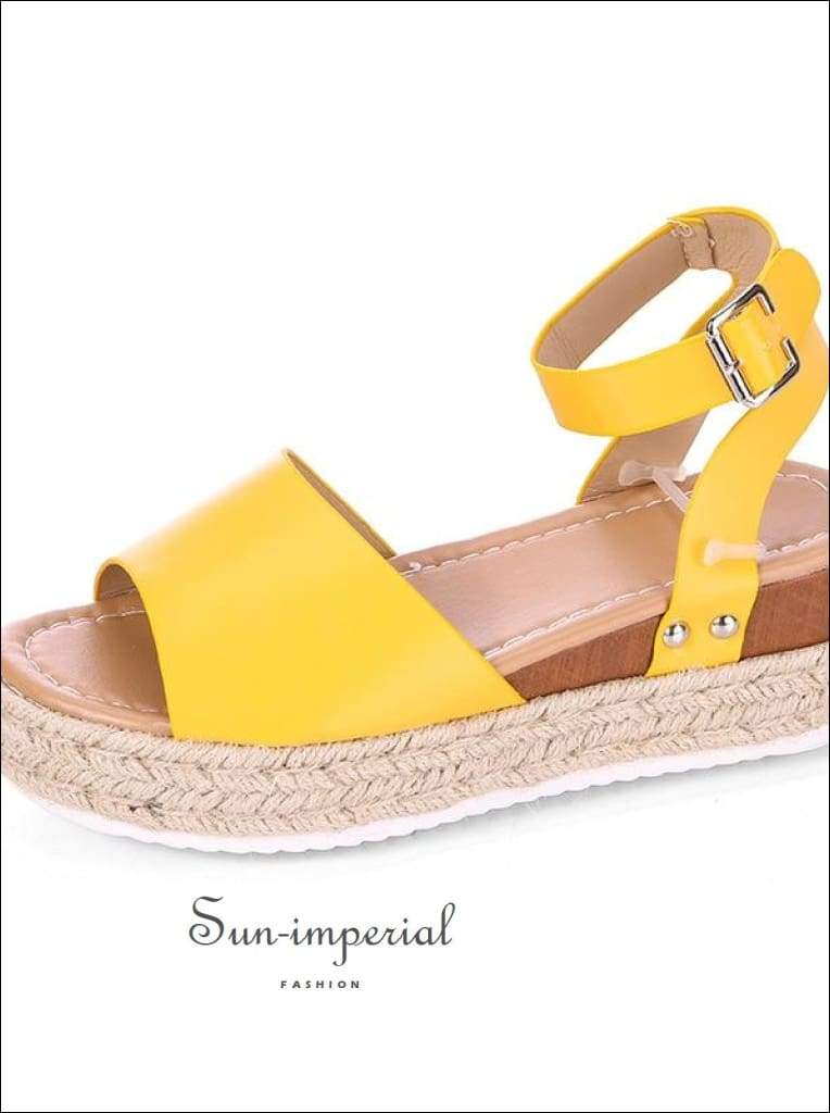 Women Yellow Wedge Platform Sandals Strap Sandal Peep Toe Casual Woman Shoes