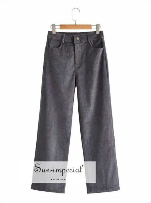 Women Brown High Waist Wide Leg Cord Trousers Corduroy Pants casual style, harajuku Preppy Style Clothes, PUNK STYLE, wide leg women 