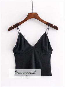Women Bustier Crop Tops Cotton Cami top Deep V Neck Tank Slim Fit SUN-IMPERIAL United States
