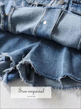 Women Button front Denim Skirts with Split Details