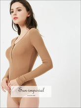 Women Button front Ribbed Bodysuit