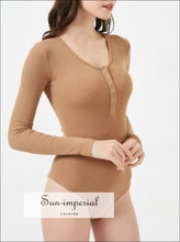 Women Button front Ribbed Bodysuit