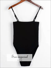 Women Cotton Spandex Cami Strap Basic Tube Bodysuit Adjustable Cami Straps Bodysuit