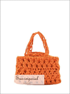 Women Cotton Thread Crochet Woven Handbags Clutch Flap Purse Sun-Imperial United States
