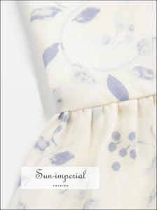 Women Cream Floral Ruched Bodice Tie Cami Strap Midi Dress Sun-Imperial United States
