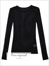 Women’s Sheer Ribbed Round Neck Knit Jumper Sun-Imperial United States