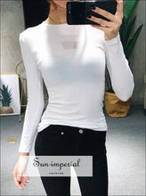 Women Crew Neck Ribbed Long Sleeve Slim Fit T-shirt SUN-IMPERIAL United States