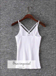 Women Criss Cross Rib Cami Tops Casual Cotton Ribbed Camisole 5 Colors