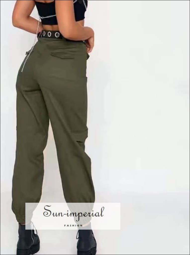 Sun-imperial - women cuffed cargo pants cargo jogger pocket cargo pants ...