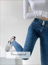 Women Dark Blue Cotton Blend Skinny Jeans Streetwear Style Basic style, chick sexy harajuku PUNK STYLE, street style SUN-IMPERIAL United 