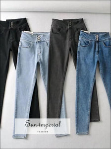 Women Dark Blue Cotton Blend Skinny Jeans Streetwear Style Basic style, chick sexy harajuku PUNK STYLE, street style SUN-IMPERIAL United 