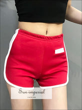 Women Dolphin Hem Casual Shorts Contrast Binding Color Block ACTIVE WEAR, activewear, BASIC, Basic style, color block SUN-IMPERIAL United 