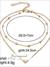 Women Double Horn Pendant Heart Necklace Gold Dot Necklace