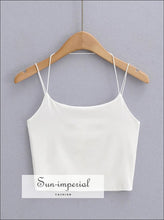 Women Double thin Straps Cami Tank top Basic style, casual chick sexy harajuku sporty style Sun-Imperial United States