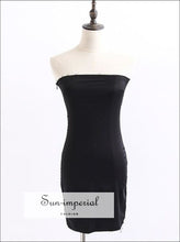Women Elastic Stain Tube Dress with side Zip Satin Strapless Mini SUN-IMPERIAL United States