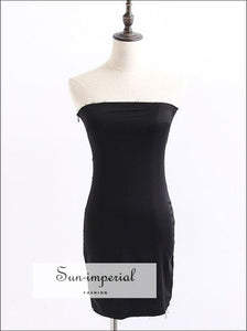 Women Elastic Stain Tube Dress with side Zip Satin Strapless Mini SUN-IMPERIAL United States