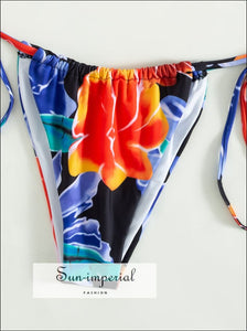 Women Floral Bikini Set Thong String Halter Padded Swimsuit BIKNI, FLORAL BIKINI Sun-Imperial United States