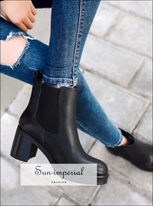 Women Genuine Leather Snow Boots Natural Wool Fur Insole Winter Booties Platform Shoes High Heels SUN-IMPERIAL United States