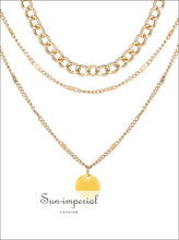 Women Gold Chain 3 Layers Necklace With Round Pendant fashion jewelry, women Layeres Pendant, Sun-Imperial United States