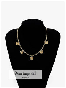 Women Golden Butterfly Necklace bohemian style, boho, boho Preppy Style Clothes Sun-Imperial United States