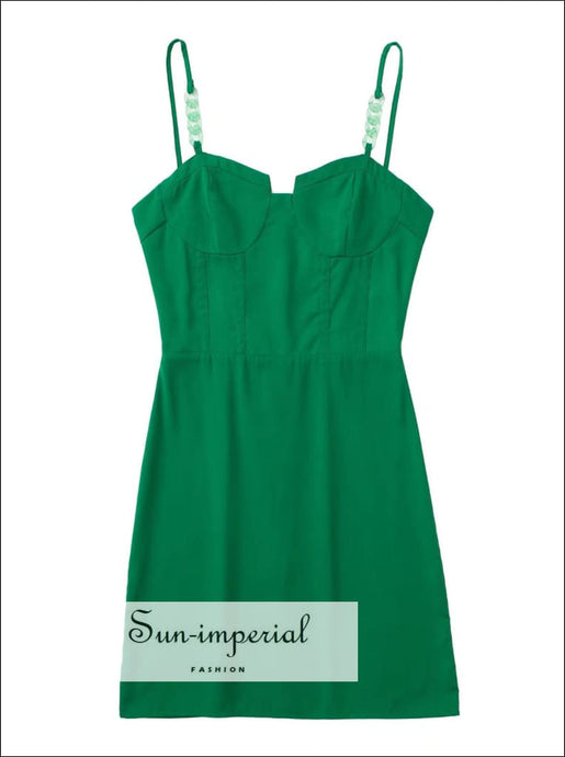 Women Green Bodycon Camisole Corset Style Mini Dress bodycon cut, dress, bodysuit, chick sexy style, corset Sun-Imperial United States