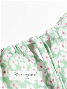 Women Green Vintage Floral Print Tank top Cami Strap Slim Cut