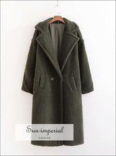 Women Green Winter Faux Fur Warm Maxi Overcoat Vintage Long Sleeve thick Teddy Coat Oversize Outwear Basic style, Bohemian Style, boho 