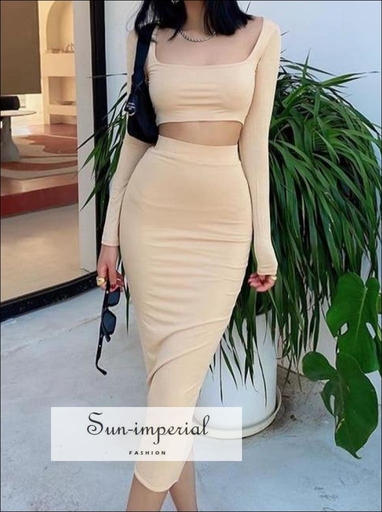 New Style Good Quality Solid Color Crop Top Bodycon 2 Piece Skirt and Top Set  Two Piece Set Women Clothing - China Men Designer Sweater Clothing and  Luxury Designers Clothing Fashions price