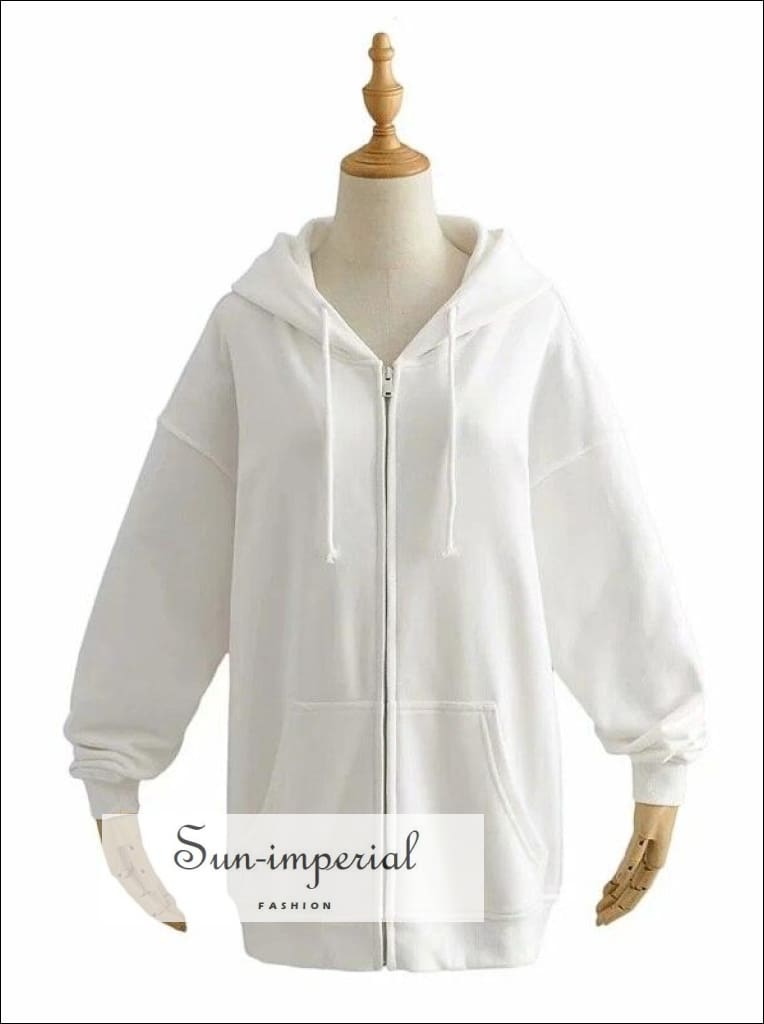 Women Grey Oversized Hooded Sweatshirt Drop Shoulder Zipper Jacket Basic style, casual harajuku Preppy Style Clothes, PUNK STYLE 