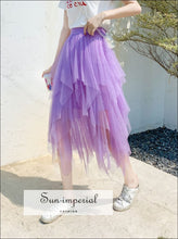 Tulle Mesh Skirts Long Maxi Skirt Elastic High Waist Multi Colors Sun-Imperial United States
