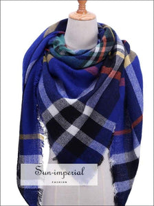 Women Knitted Scarf Plaid Warm Cashmere Scarves Shawls Pashmina Wrap SUN-IMPERIAL United States
