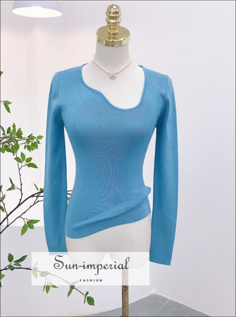 Women Knitted Top With Irreglar Neckline Elegant Asymmetric Jumper Basic style, casual chick sexy harajuku Preppy Style Clothes Sun-Imperial