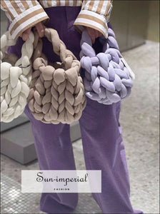 Women Knitted Woven Bucket Tote Handbag Sun-Imperial United States
