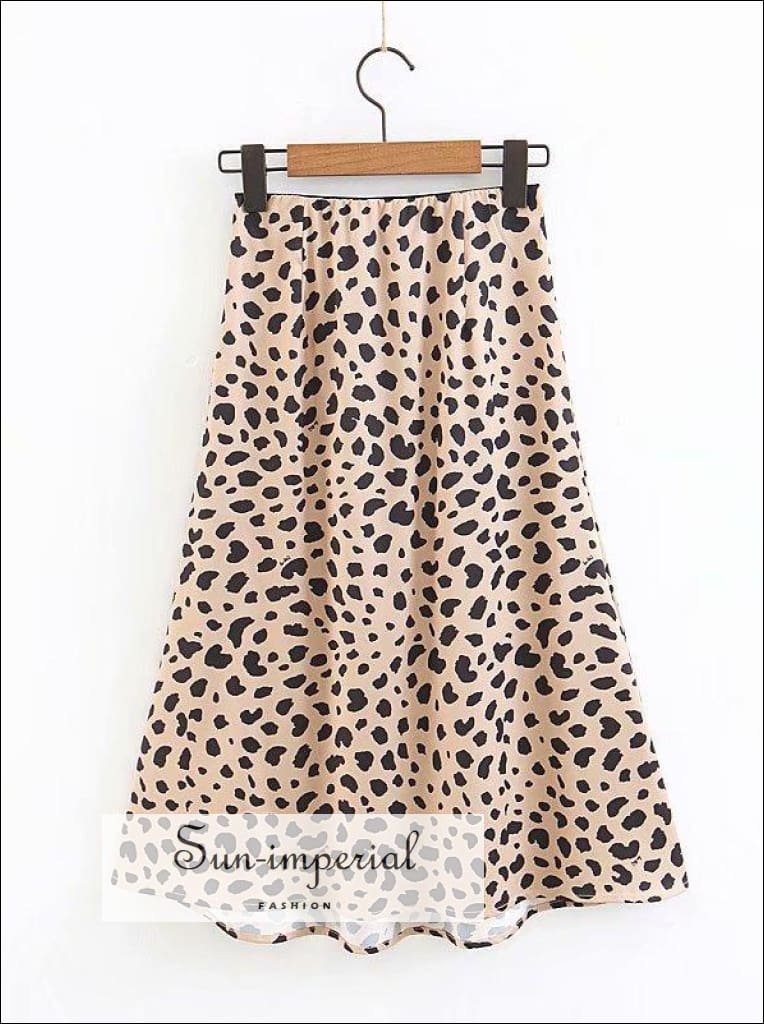 Women Leopard Print A-line Skirt Long Skirts LEOPARD MIDI SKIRT, SKIRT SUN-IMPERIAL United States