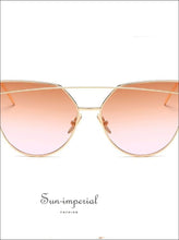 Women Luxury Cat Eye Sunglasses Mirror Flat Rose Gold Vintage Cateye Ladies Sun Glasses SUN-IMPERIAL United States