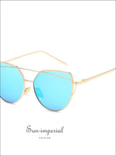 Women Luxury Cat Eye Sunglasses Mirror Flat Rose Gold Vintage Cateye Ladies Sun Glasses SUN-IMPERIAL United States