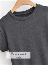 Women Dark Gray Viscose Short Sleeve Maxi T-shirt Dress With High Thigh Split Basic style, casual harajuku sporty Sun-Imperial United States