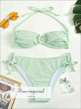 Women Mint Green Ribbed Halter Bikini Set with Ring detail BIKNI, SWIM Sun-Imperial United States