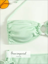 Women Mint Green Ribbed Halter Bikini Set with Ring detail BIKNI, SWIM Sun-Imperial United States