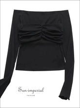 Women’s Long Sleeve Sheer Off Shoulder Top With Ruched Bodice Detail Sun-Imperial United States