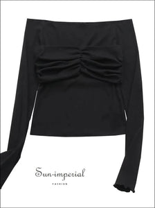 Women’s Long Sleeve Sheer Off Shoulder Top With Ruched Bodice Detail Sun-Imperial United States