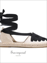 Women Open Beige Lace up Flats Sandals vintage style, Up SUN-IMPERIAL United States