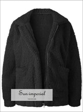 Women Oversize Teddy Faux Fur Coat Warm Soft Casual Jacket with Zipper and front Pocket SUN-IMPERIAL United States
