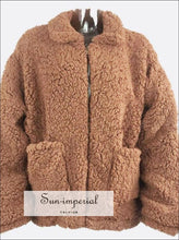Women Oversize Teddy Faux Fur Coat Warm Soft With Zipper Sun-Imperial United States