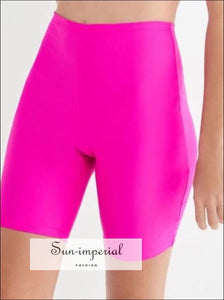 Women Pearly Legging Shorts High Waist Cycling Shorts Fluorescence Color Shorts